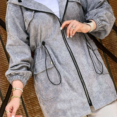 مانتو اسپرت زنانه مخمل کبریتی درشت مدل خورشید