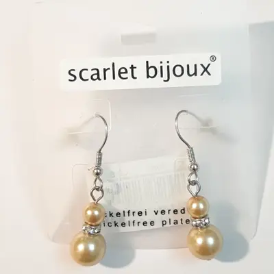 گوشواره آویز مرواریدی طلایی اسکارلت بیژوکس آلمان کد 1007 (ارسال رایگان )