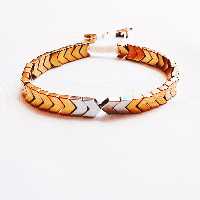 دستبند حدید فلشی طلایی و نقره ای، قابل سفارش با نخ و کش