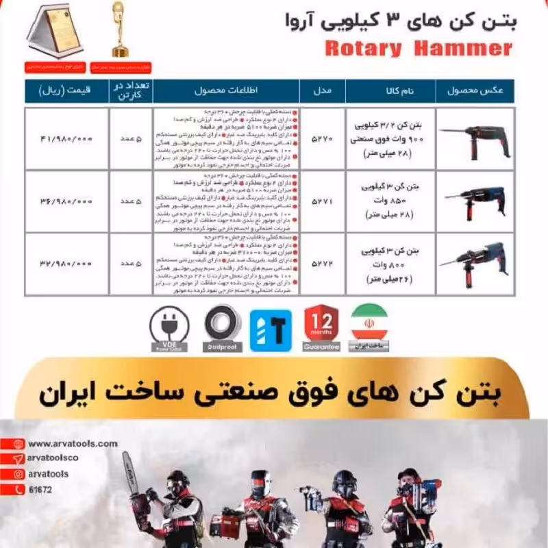 بتن کن 3 کیلوی 3 کاره اروا 5270