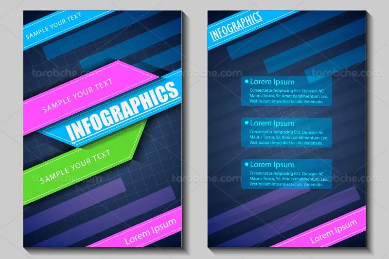 وکتور اینفوگرافیک رنگی مرحله ای | گرافیک با طعم تربچه