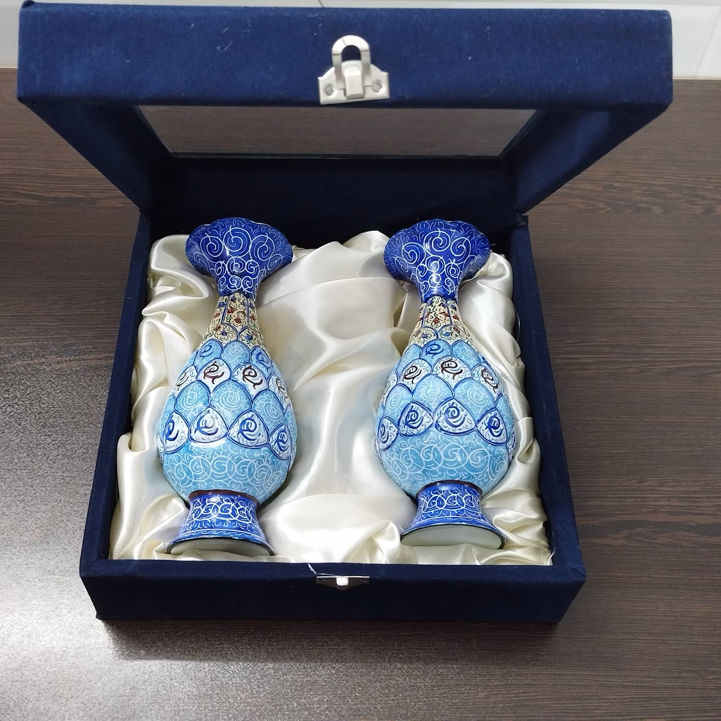 ست هدیه جفت گلدان مینا کاری سایز 20