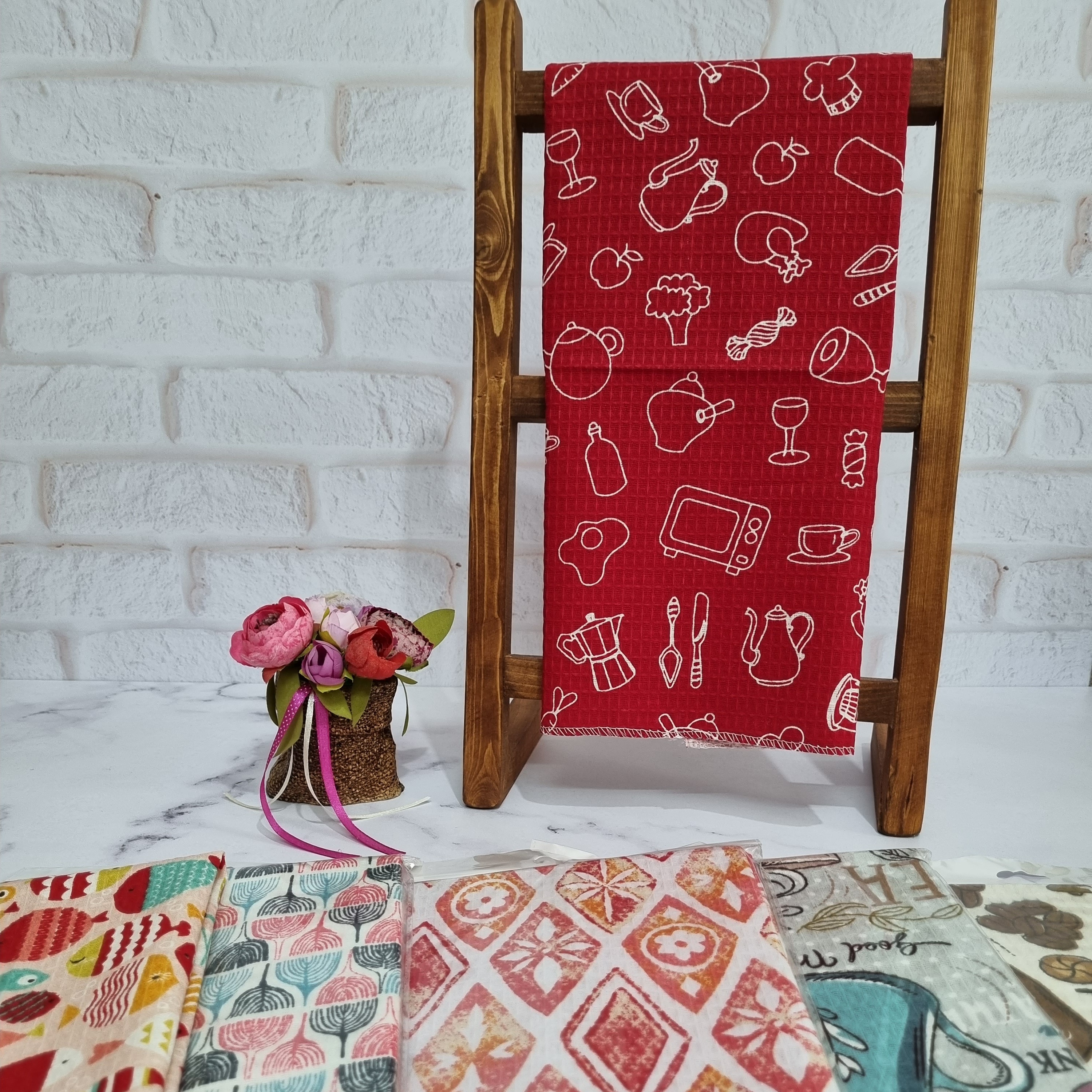 دستمال آشپزخانه طرحدار سه تایی