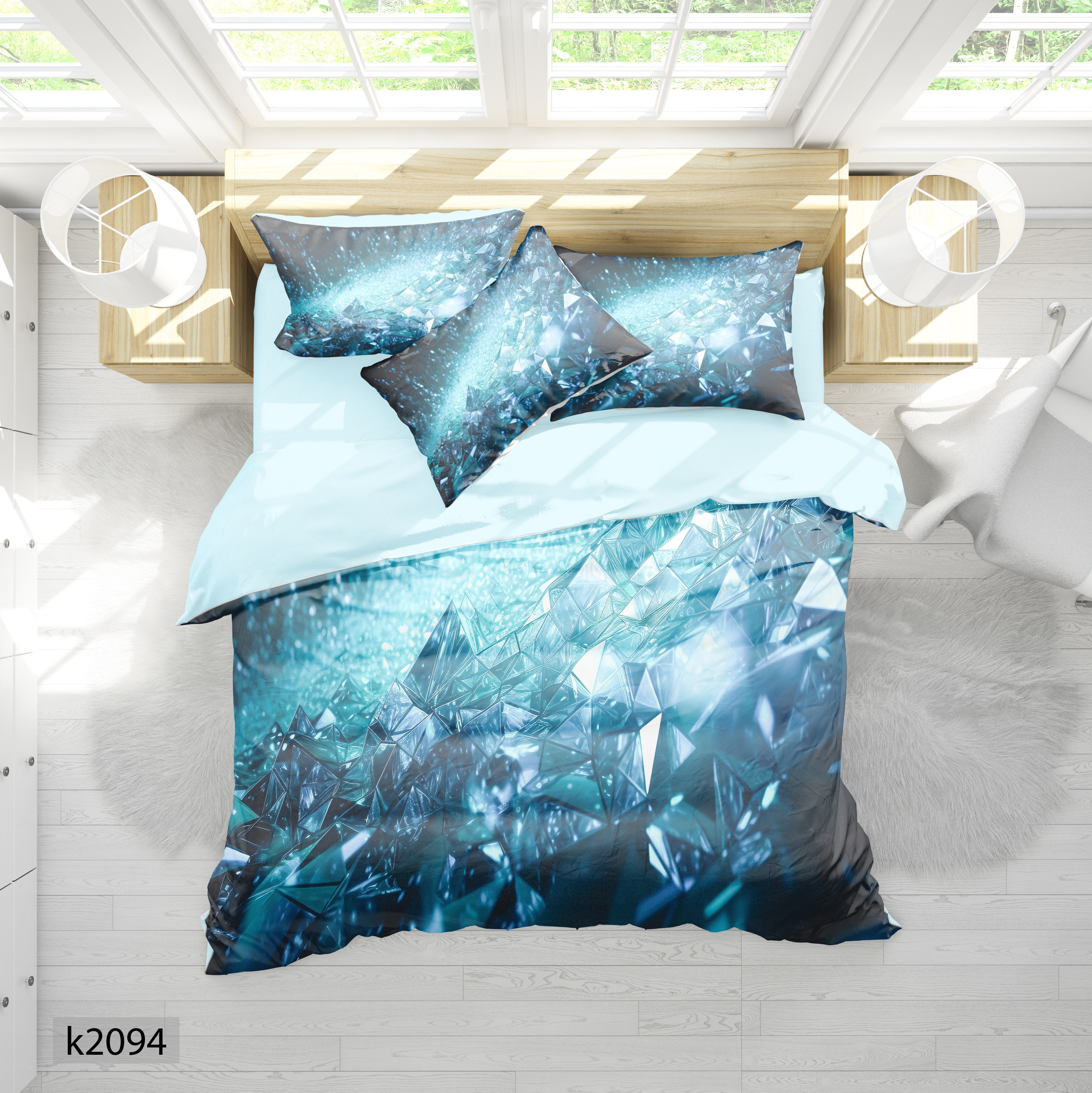 ست رو تختی چاپی 6 تیکه کالیفرنیا دو نفره   کد2094