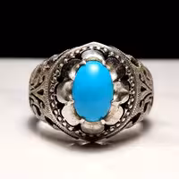 انگشتر فیروزه نیشابوری اعلا ، رنگ محک و رکاب دست ساز شبکه 