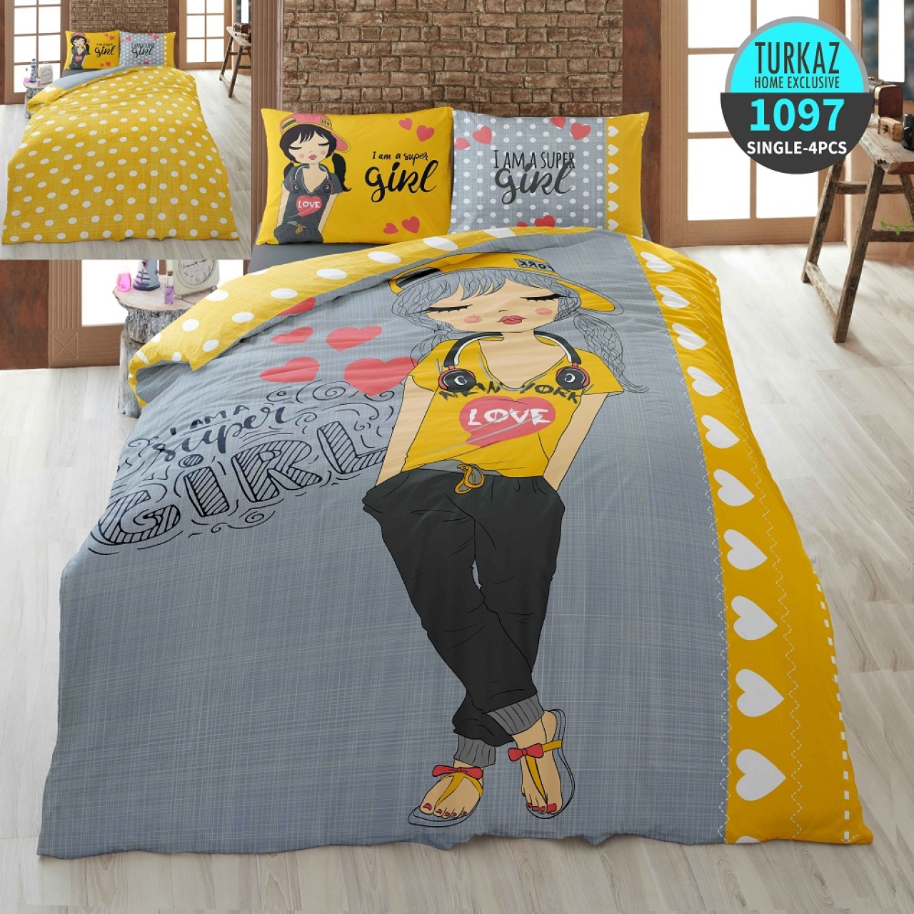 ست روتختی ترک آز کد 1097 تکنفره 4 تکه