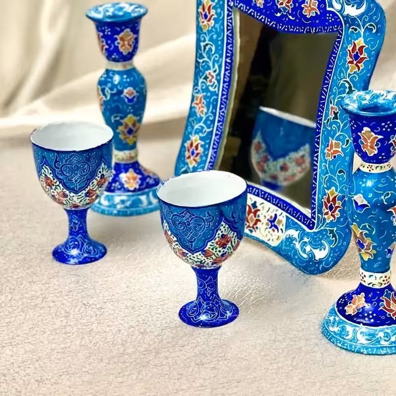 جا تخم مرغی زیبای میناکاری با رنگ زیبای آبی فیروزه ای