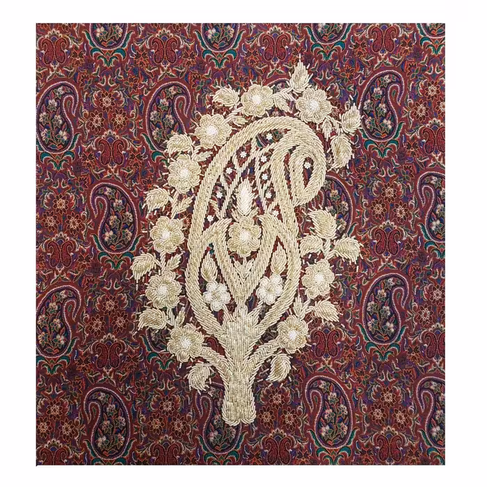 پارچه ی قاب ترمه ملیله دوزی آماده ی قاب گرفتن کد 05 - ترمه ی ابریشمی اعلا اندازه ی 40 در 38