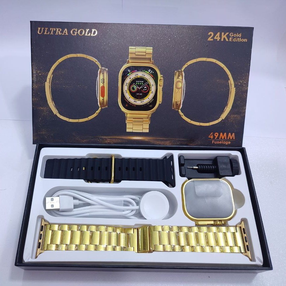 ساعت سری 8 ULTRAمدل ULTRA GOLD فول صفحه 49MM دارای2 عدد دستبند