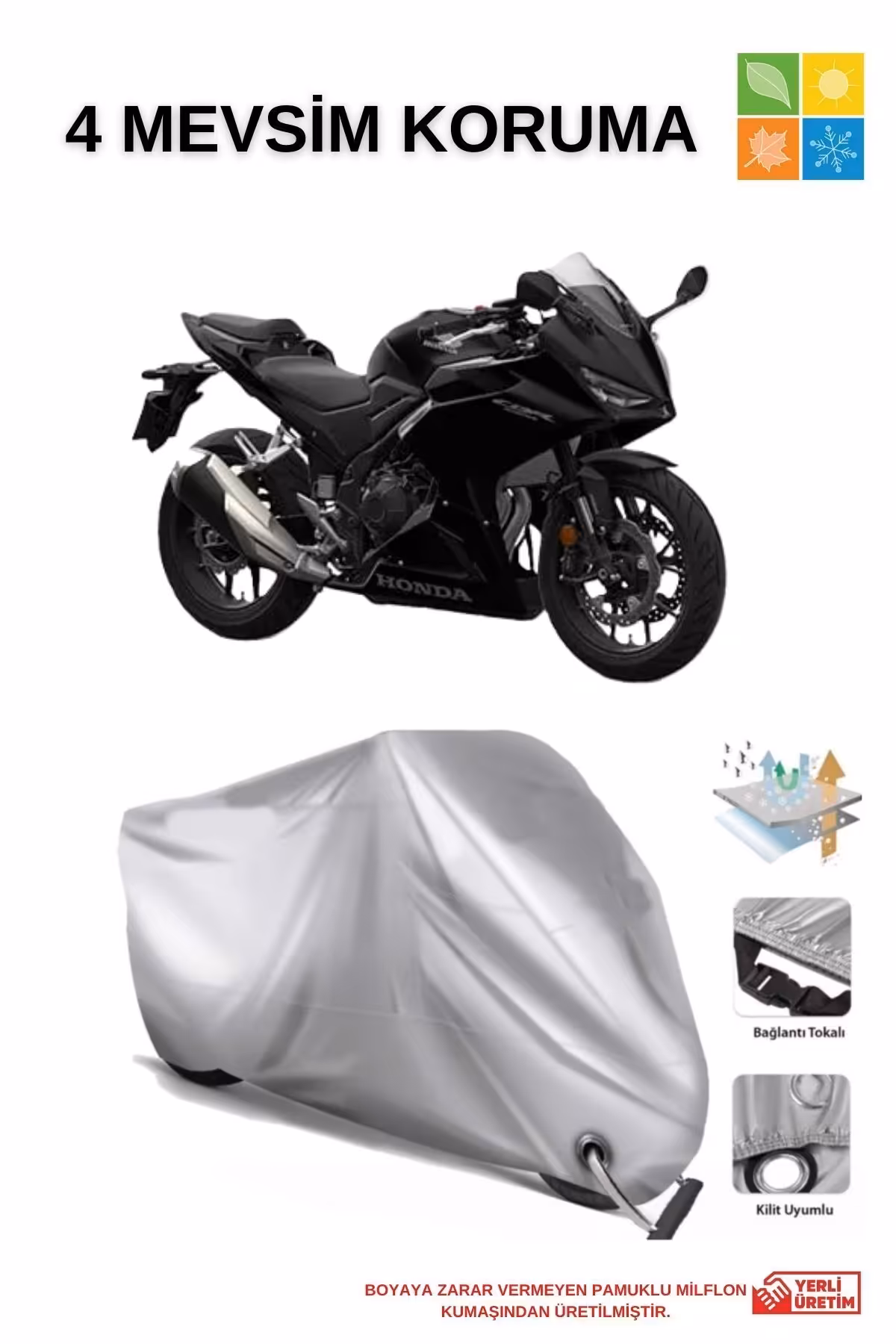 چادر موتورسیکلت خاکستری HONDA CBR 500R قفل سازگار با آب دوام موتور سیکلت برقی گری AutoEN