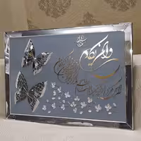 تابلو دکوراتیو آینه ای طرح وان یکاد و پروانه سایز 70 در100