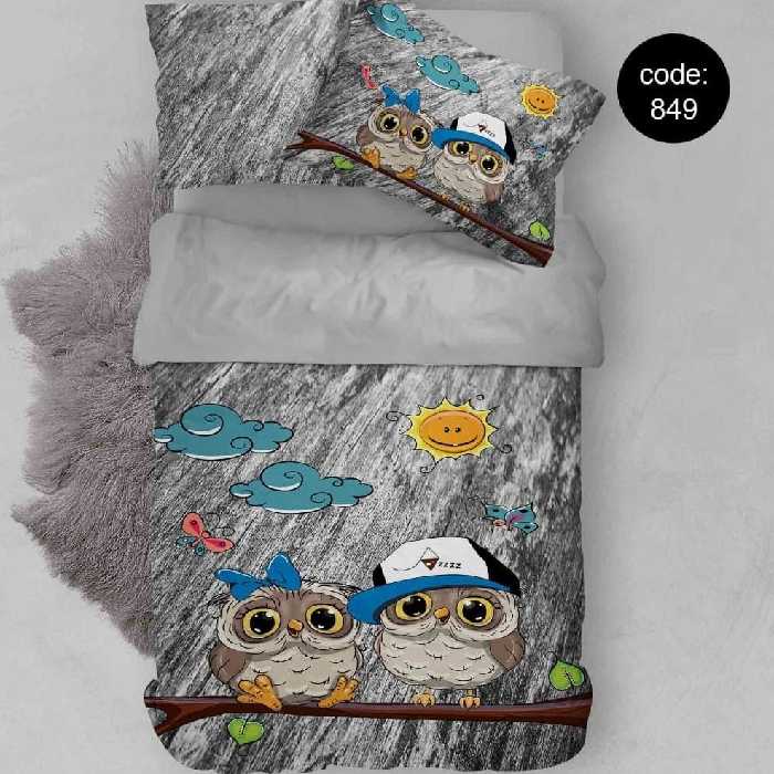 سرویس  روتختی تکنفره 4تکه چاپی قابل ست با پرده با انتخاب جنس پارچه کد849