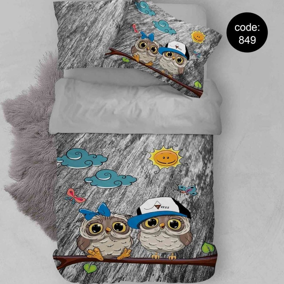 سرویس  روتختی تکنفره 4تکه چاپی قابل ست با پرده با انتخاب جنس پارچه کد849