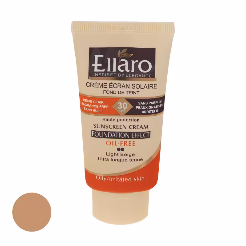 کرم ضد آفتاب رنگی الارو SPF30 سری Foundation Effect مدل High Protection مناسب پوست های چرب حجم 40 میلی لیتر