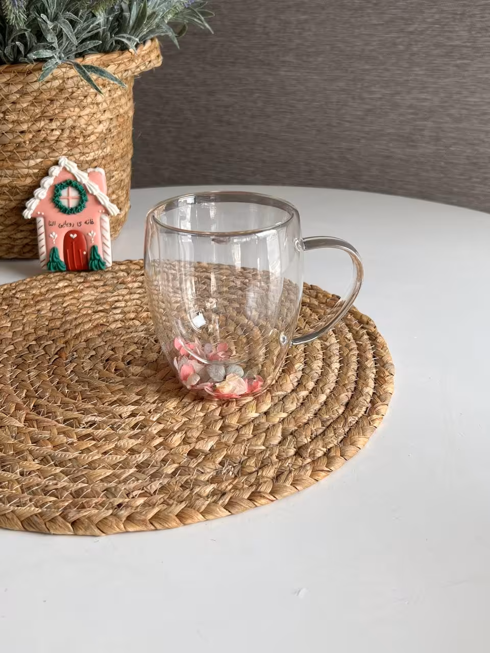 ماگ دوجداره پیرکس گل خشک کد 2060