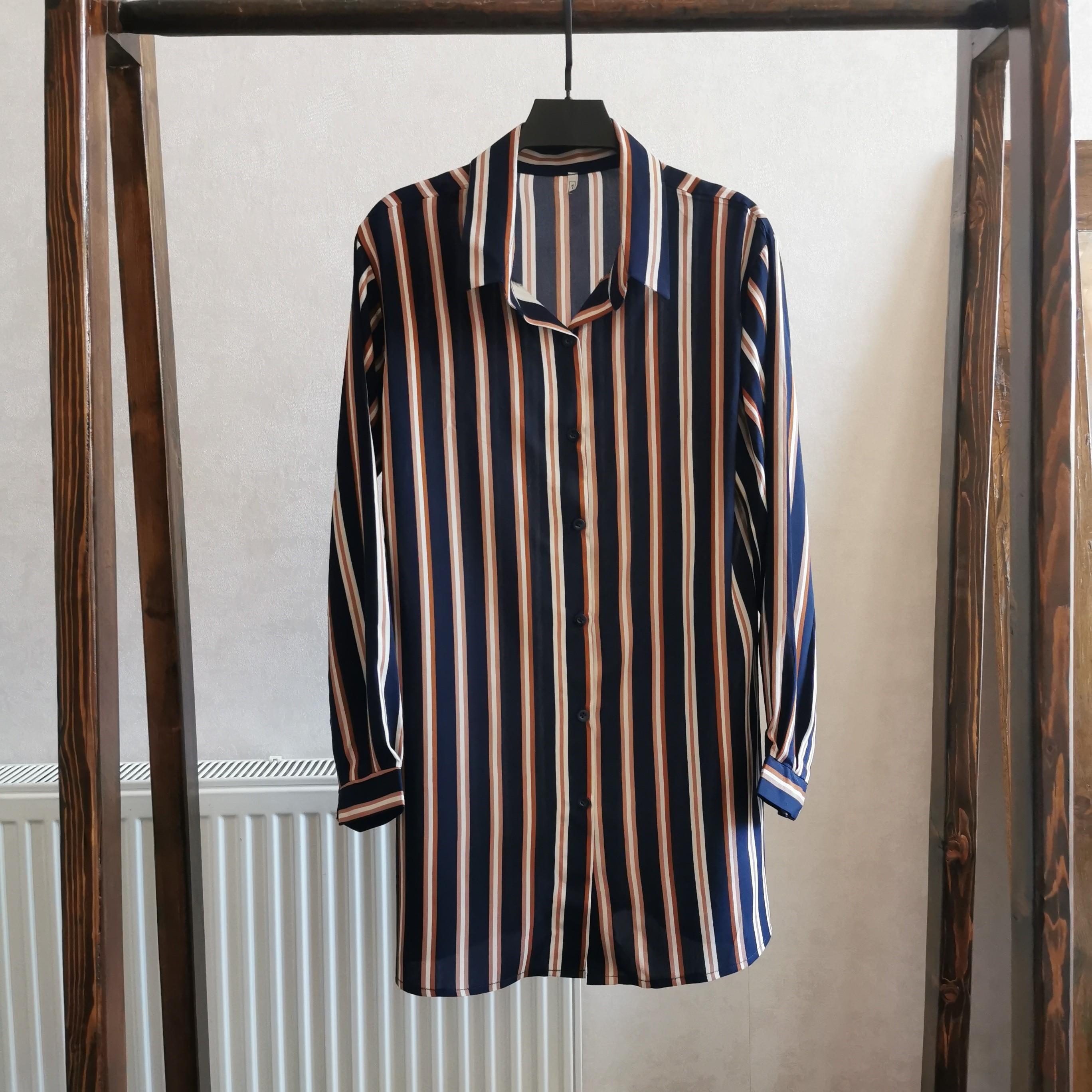 شومیز نخی زنانه طرح راه راه سایز سه مناسب سایز 48تا52