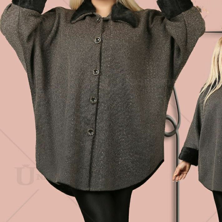 مانتو بافت ژاله دارای 2 رنگ قهوه ای و طوسی