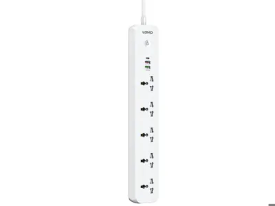 چند راهی برق پنج سوکت، دو یو اس بی و یک تایپ سی الدنیو LDNIO SC5319 5 Port   3 USB Power Socket Plug Extension Wall Charger