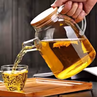 قوری پیرکس وارداتی درب بامبو شعله مستقیم یک و نیم لیتری 