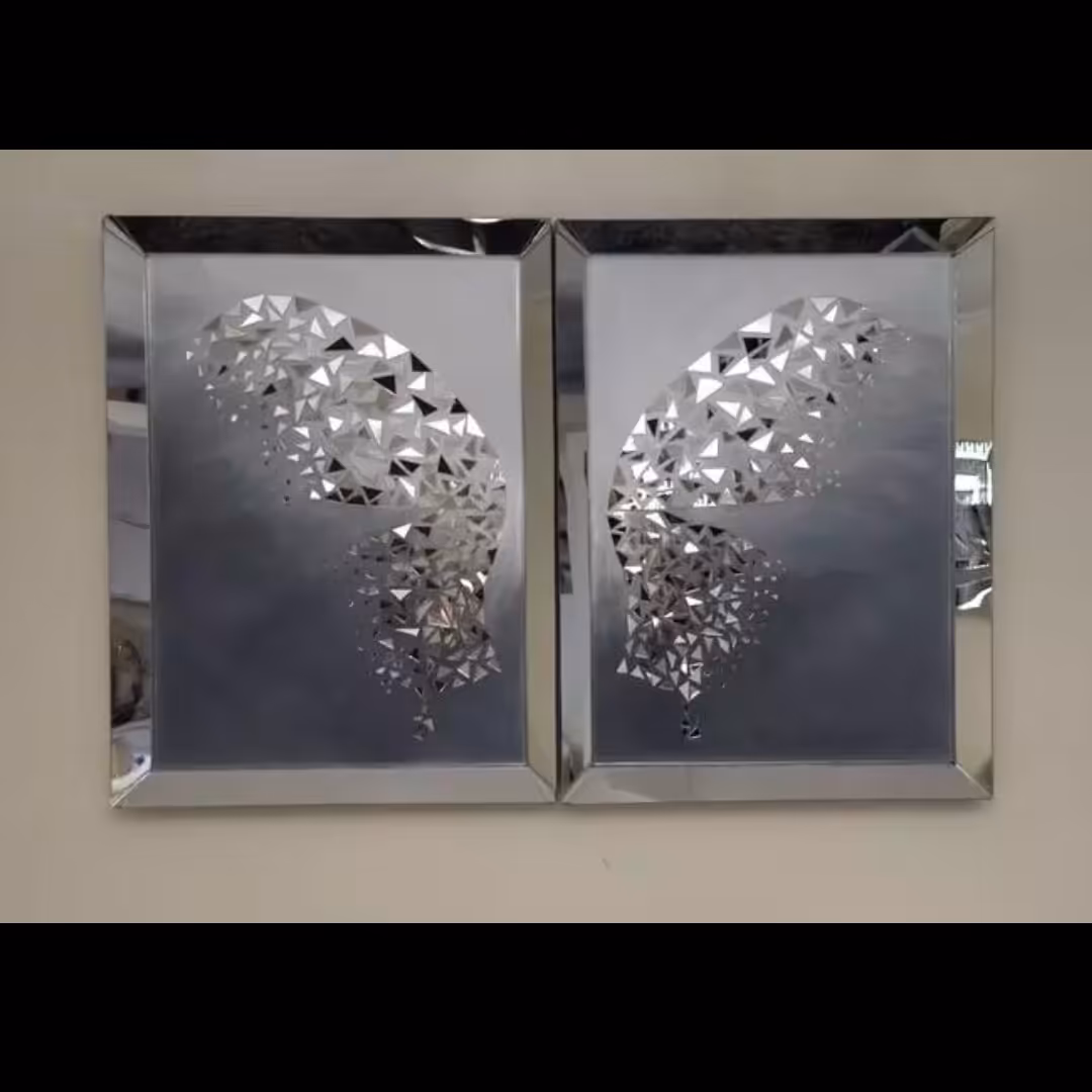 تابلو دو تیکه آینه کاری طرح پروانه 