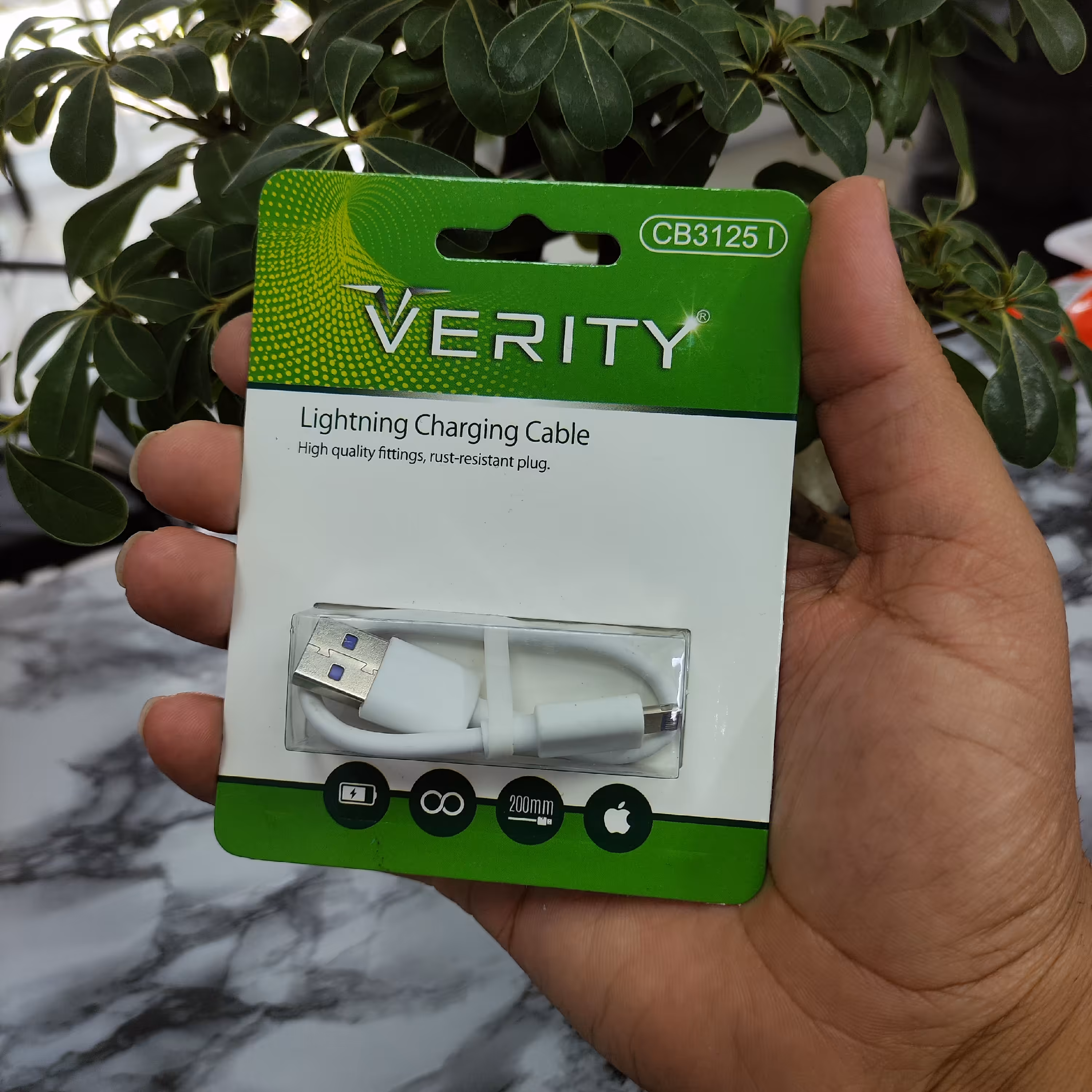 کابل پاور بانک آیفونی وریتی به وب بیست سانتی متر  