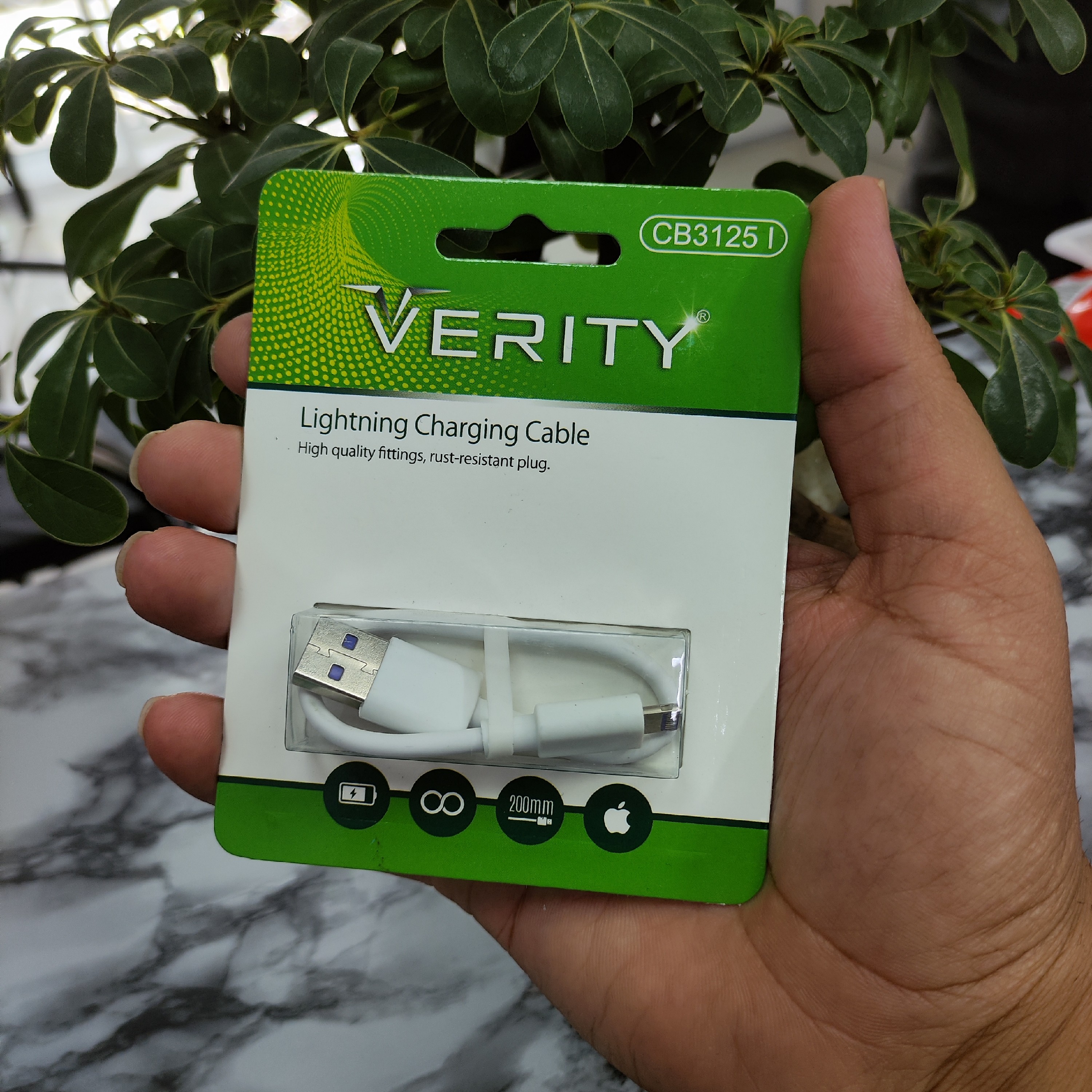 کابل پاور بانک آیفونی وریتی به وب بیست سانتی متر  