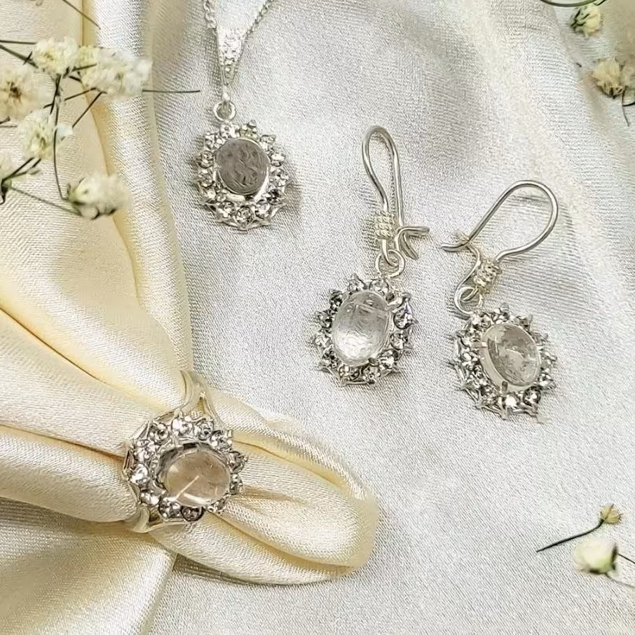 نیم ست نقره زنانه سنگ در نجف