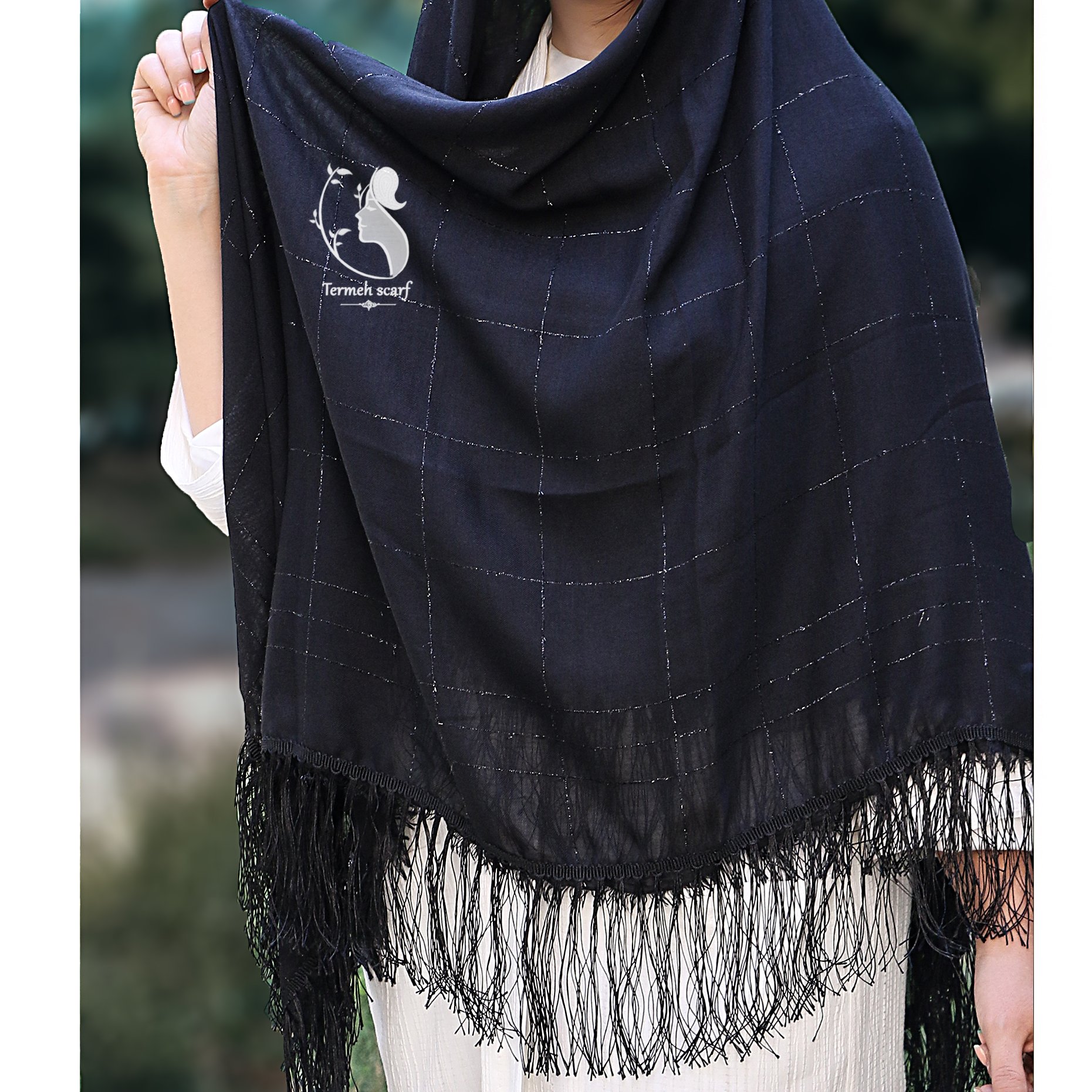 روسری مشکی لمه دار