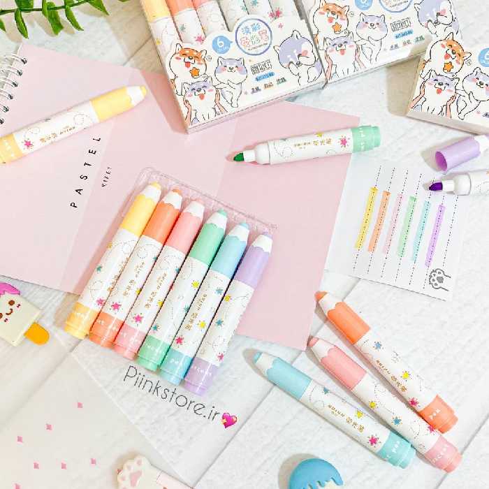 هایلایتر پاستلی 6 رنگ مداد(ماژیک هایلایت)