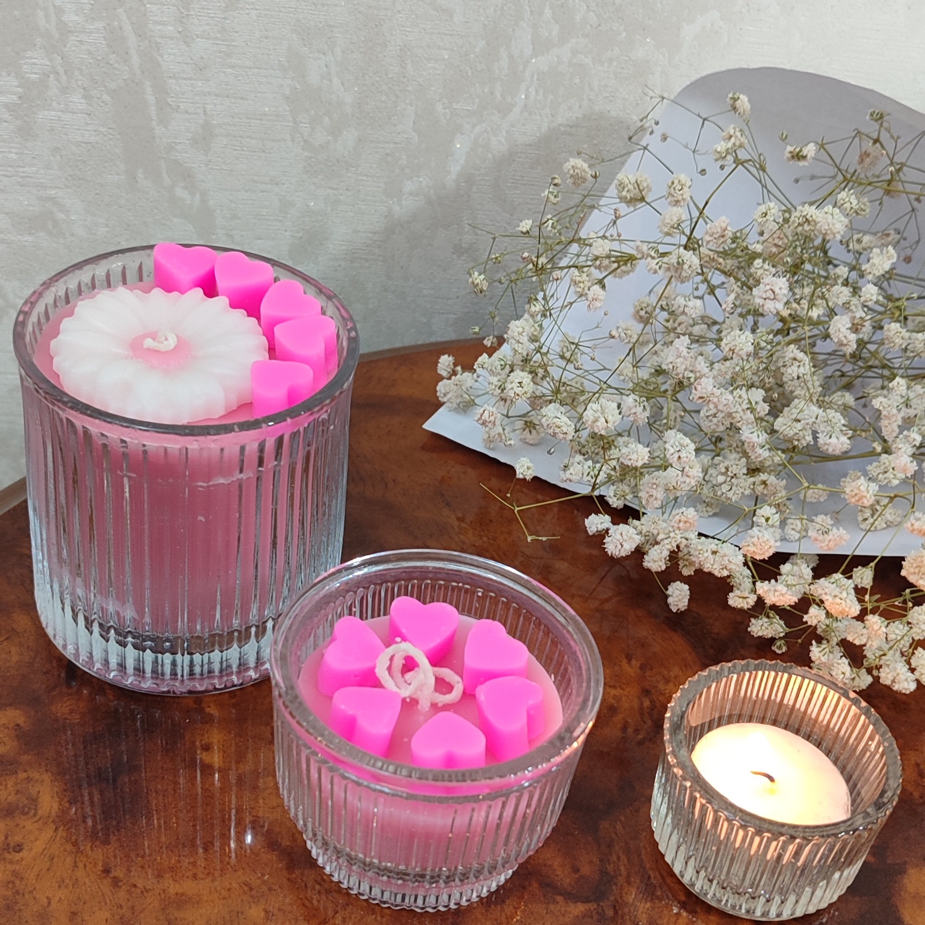 شمع شات خطی طرح قلب و مارگاریت