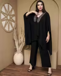 مانتو شلوار زنانه جنس بابوس چکاوک مدل خرجکارهندی