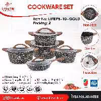 سرویس قابلمه دسته چوبی لایف اسمایل  10 پارچه (پس کرایه)