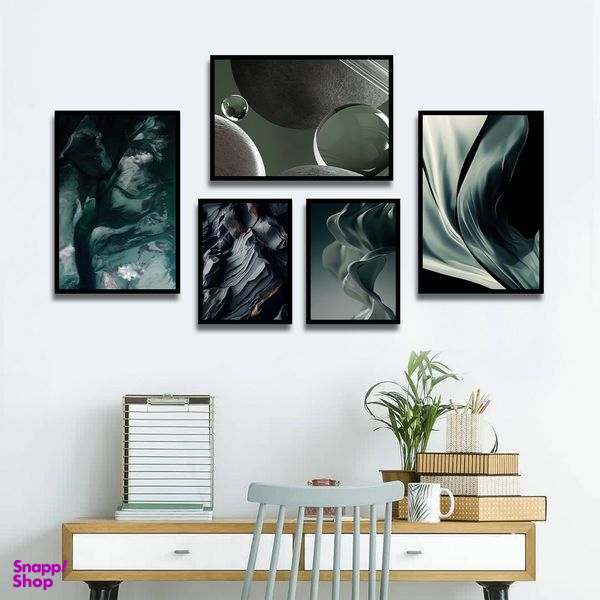 تابلو بکلیت طرح نقاشی مدرن سبک آبستره مدل B-1743 مجموعه 5 عددی
