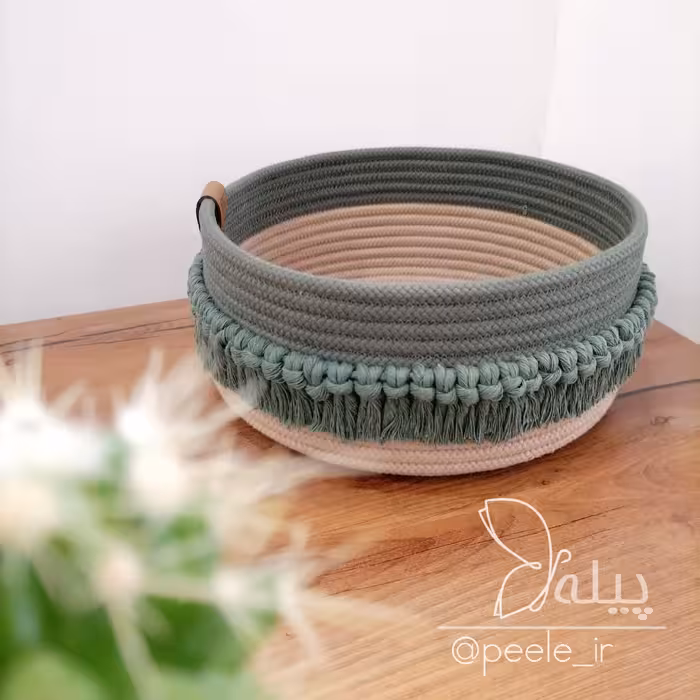 سبد نظم دهنده قیطان دوزی ریشه دارسبز و کنفی پیله