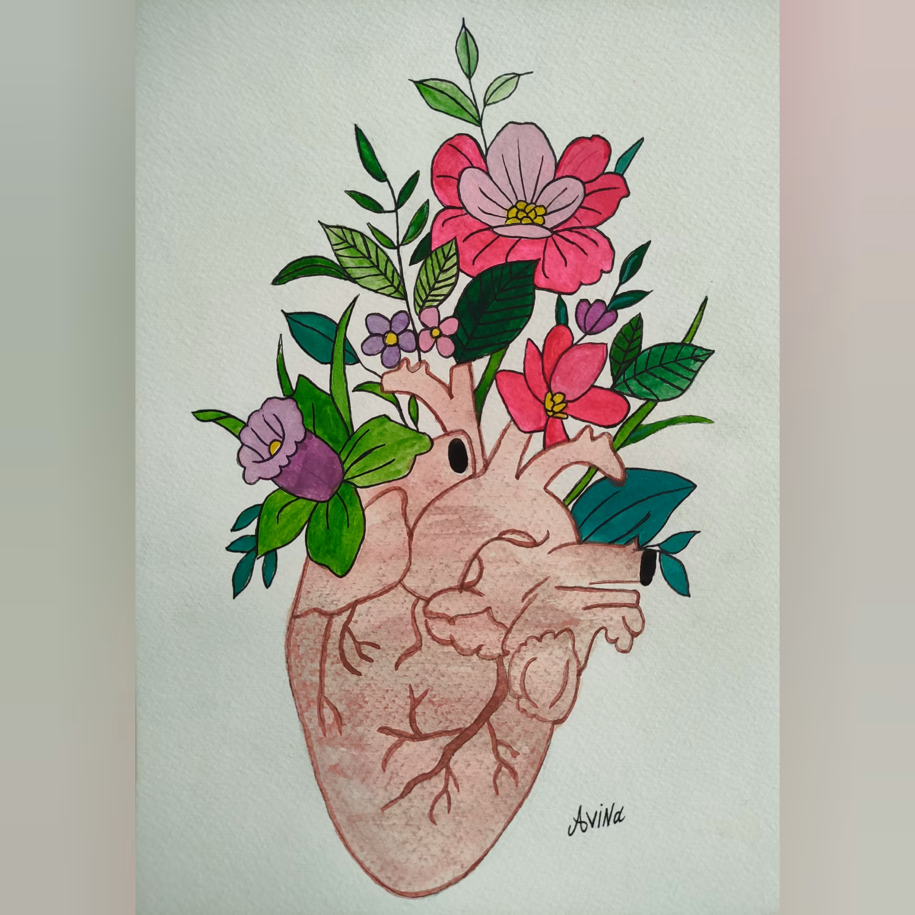 نقاشی طرح قلب ، سایز A4