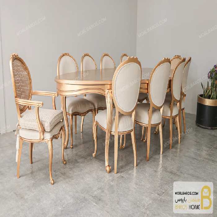 میز ناهارخوری کلاسیک و چوبی مدل لورنزو کد 3