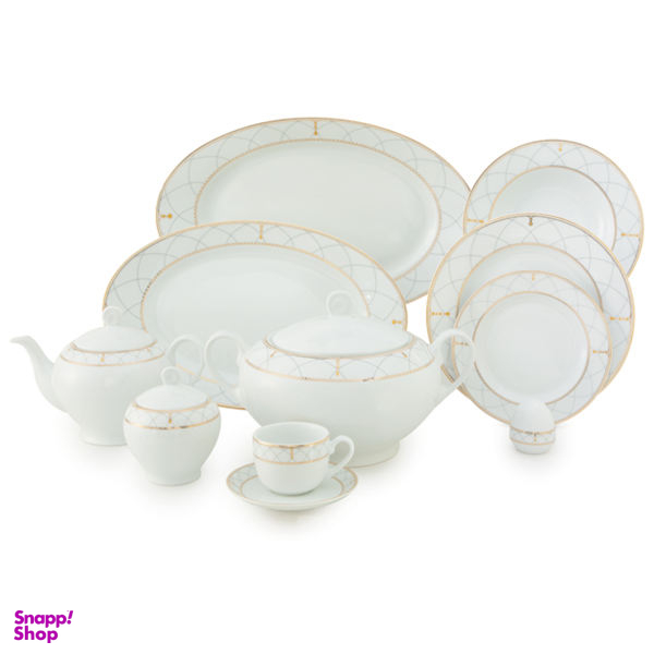 سرویس غذاخوری 102 پارچه چینی زرین ایران سری ایتالیا اف مدل رومانا درجه عالی