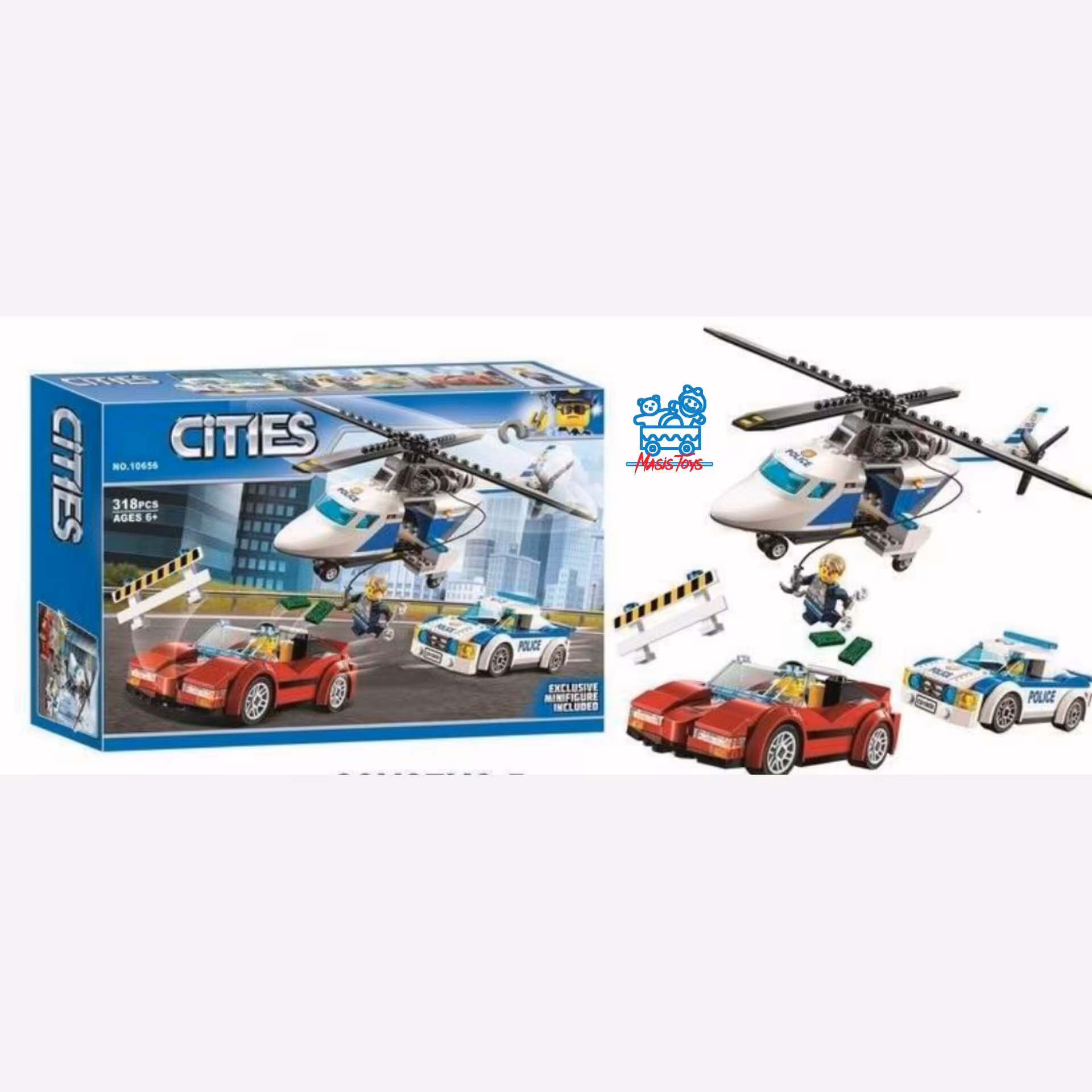 لگو مارک سیتی هلیکوپتر پلیس درتعقیب دزدجنس خوب وارداتی بهمراه4عددادمک لگویی یسرگرمی عالی وفکری برای گروه سنی6سال ببالا