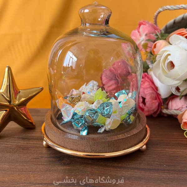 پاستیل خوری شیشه ای مدل پایه چوبی