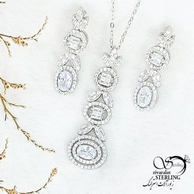نیمست آویز جواهری عیار925 کد 11937