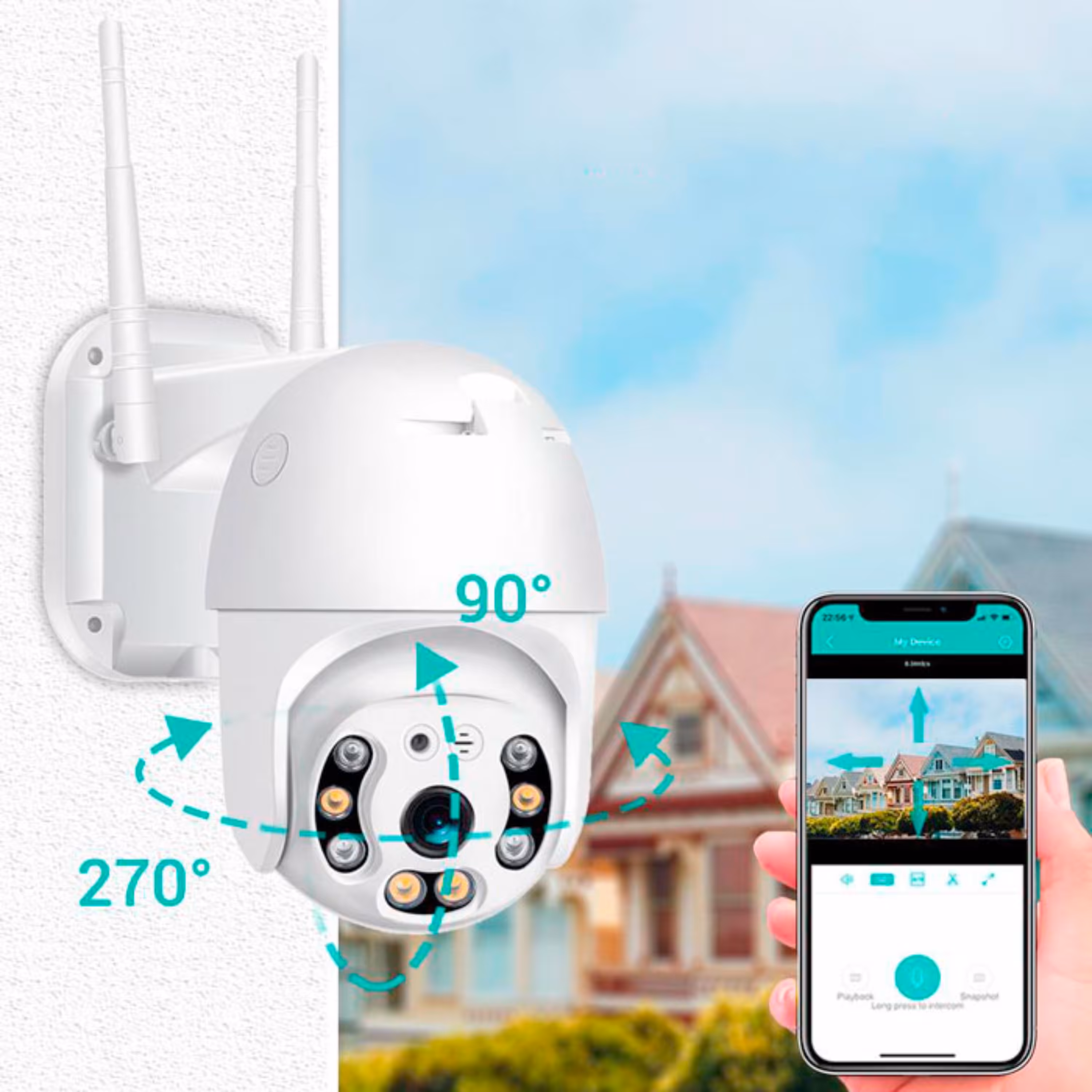 دوربین مداربسته مینی اسپیددام-کیفیت اچ دی واقعی-v380 pro-بیسیم-وارم لایت-ضد آب