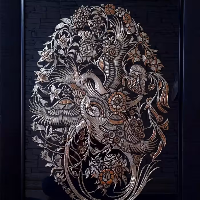 تابلوی قلم زنی روی و مس طرح 2 سیمرغ
سایز بزرگ 