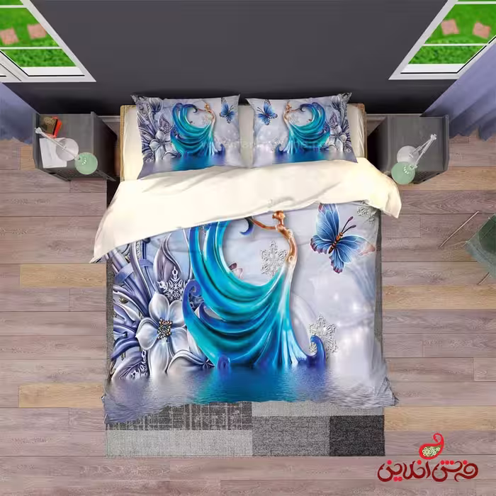 روتختی طرح گل و پروانه وپری کد 2843