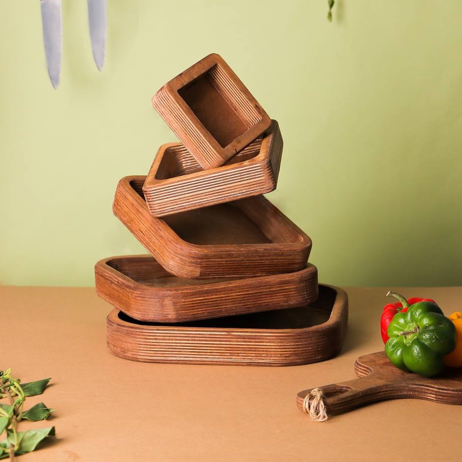 سینی 5 تکه مربع چوبی