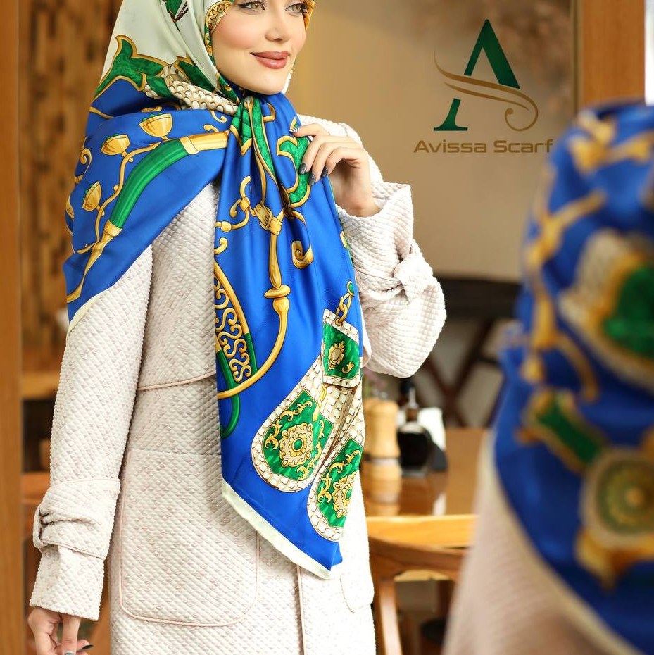 روسری ابریشم ژاکارد طرح مارک کد12488 (4)