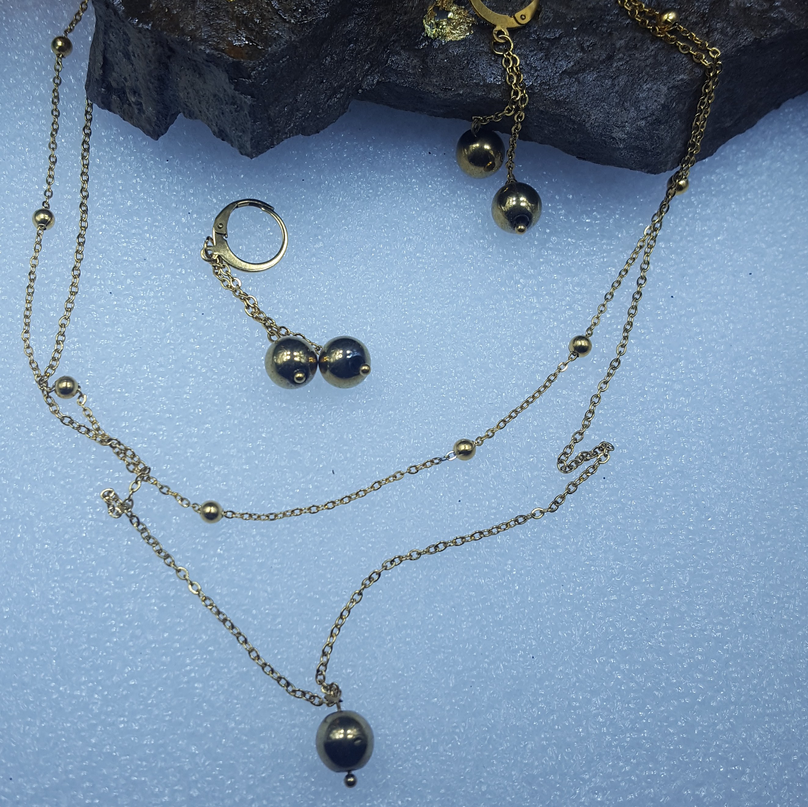 نیم ست گوی حدید استیل ضد حساسیت روکش طلا رنگ ثابت کد (269)