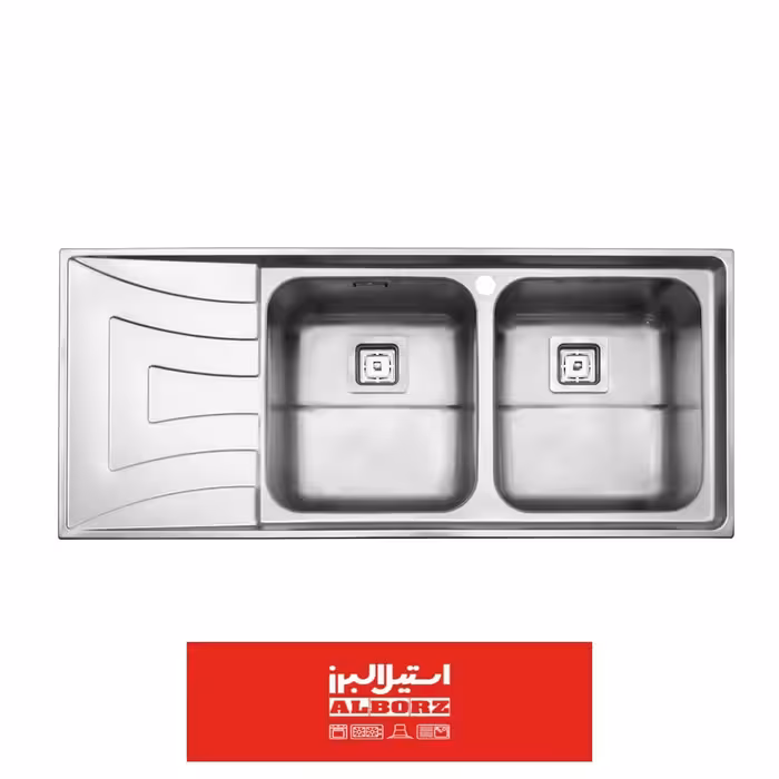 سینک ظرفشویی 2 لگنه فانتزی استیل البرز  736 توکار - لگن راست - تخفیف ویژه