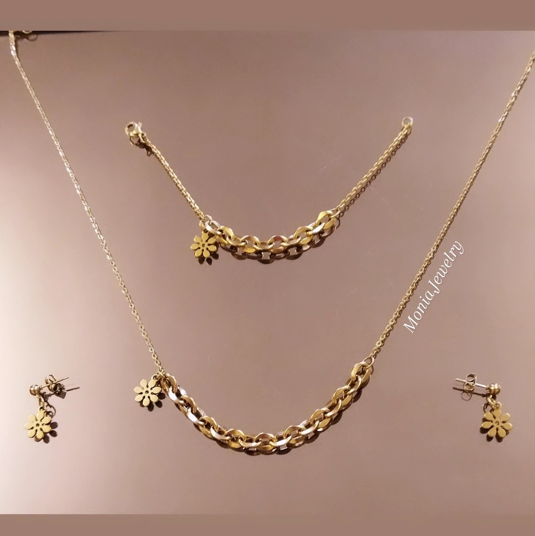 نیمست استیل زنجیر رولو با آویز گل رنگ ثابت ضدحساسیت 