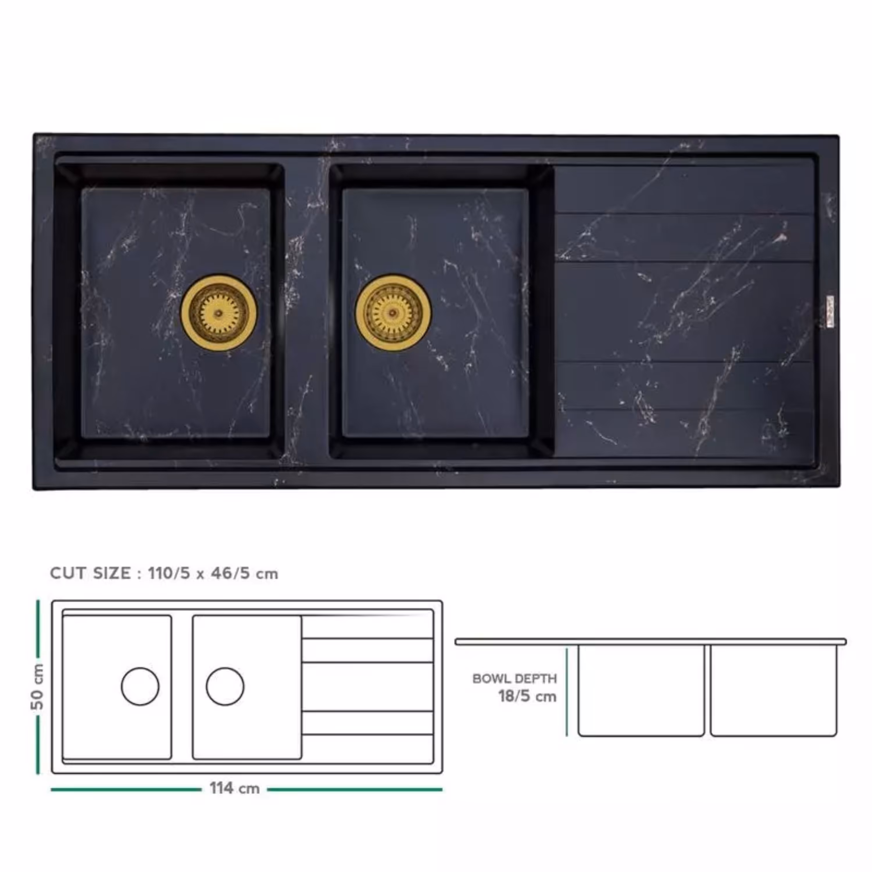 سینک گرانیتی زیناس دو لکن با سینی طرح ماز ( تو کار ) 