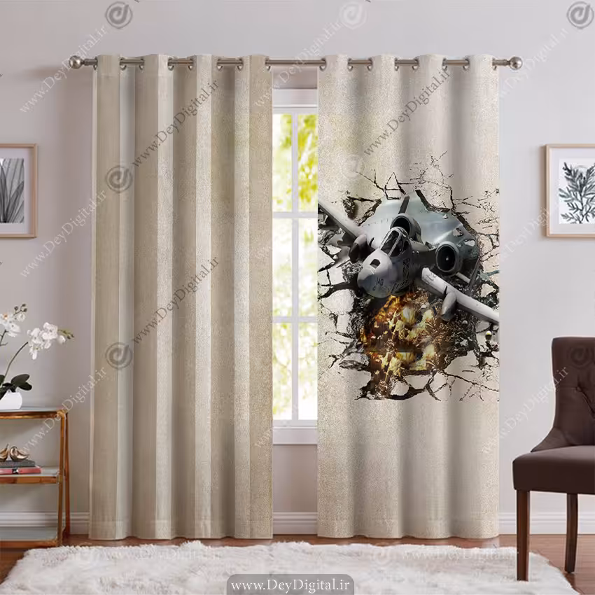 پرده پانچی سه بعدی طرح هواپیما جنگی برای اتاق پسر PK-6315